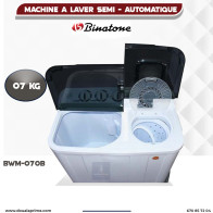 Machine à Laver BINATONE BWM-070B semi_automatique  Tension 220-240V Fréquence 50Hz Classe énergétique A+