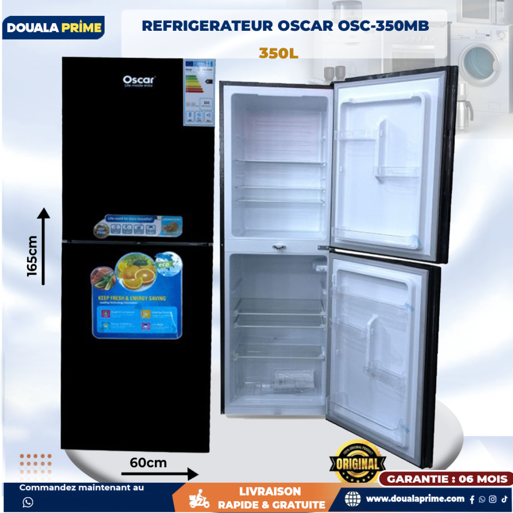 OSCAR DOUBLE DOOR FRIDGE -350L