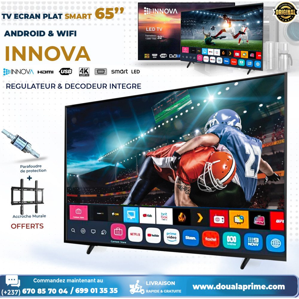 TV SMART 65 pouces 4K Ultra HD - Image nette et couleurs vives | Marque INNOVA