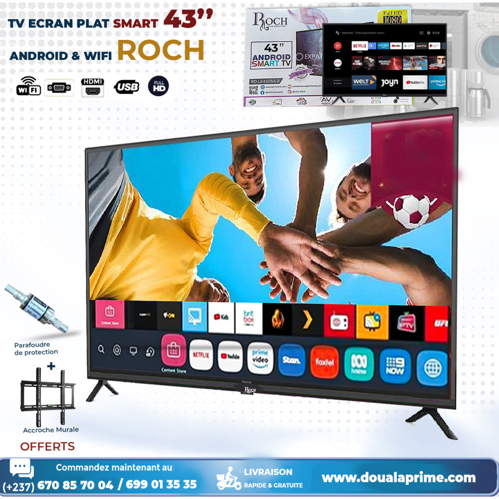TV SMART 43 pouces 4K Ultra HD - Image nette et couleurs vives | Marque ROCH