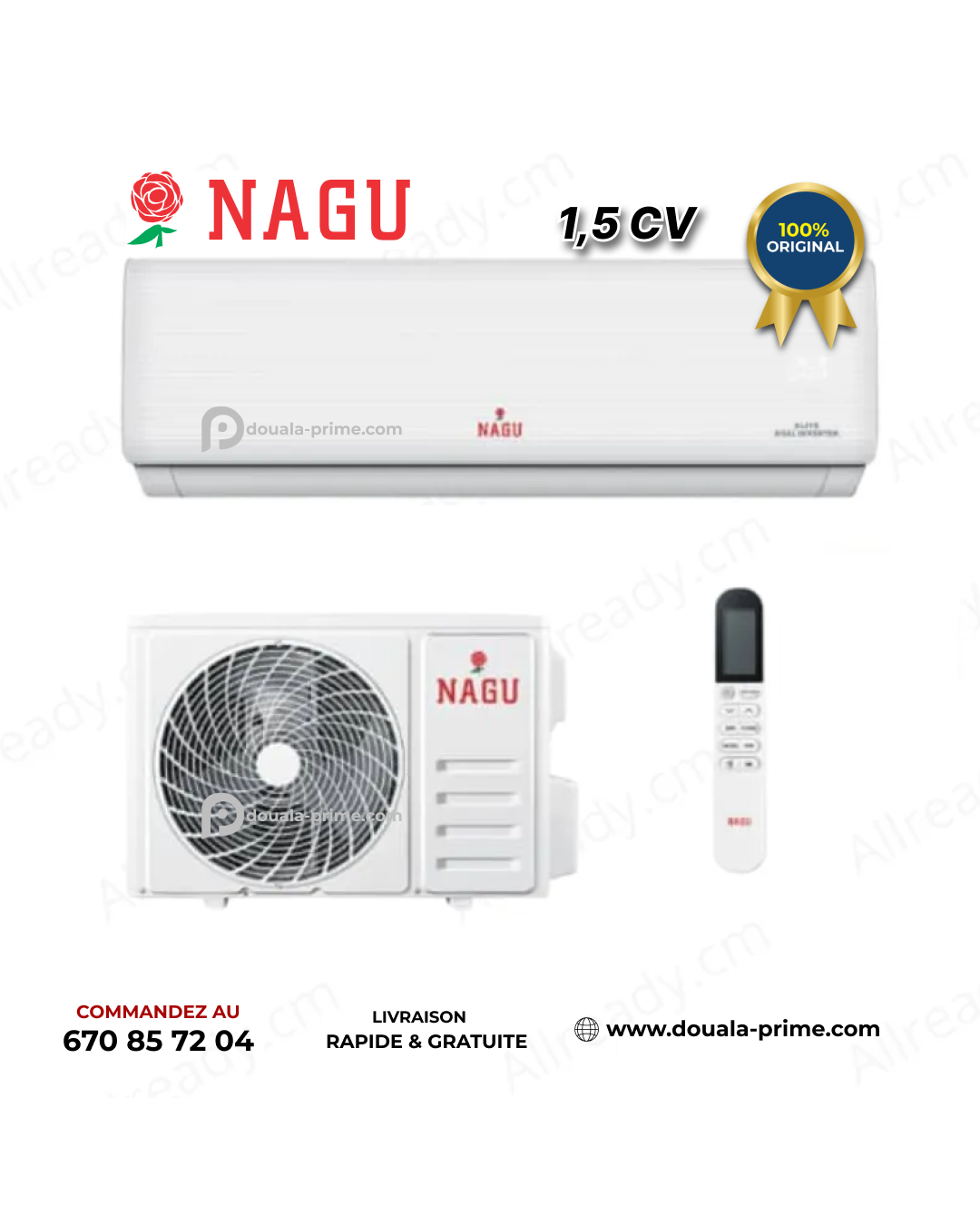 Climatiseur Split Nagu - 1.5 CV - 12000 Btu