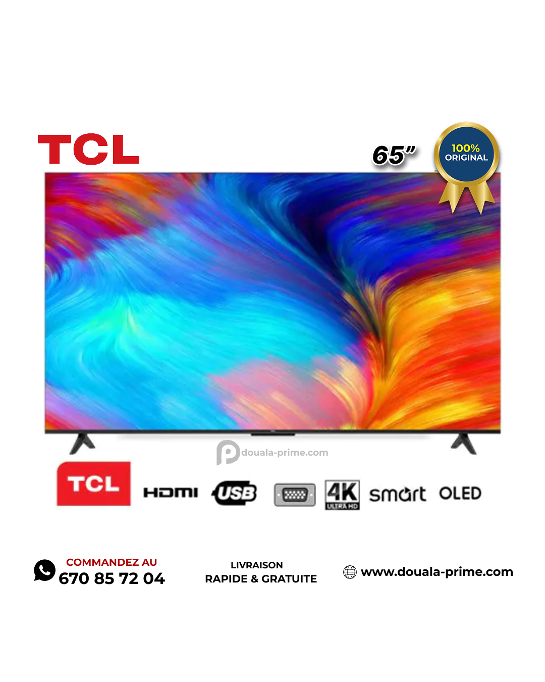 TV SMART -TCL- 65 pouces - 65P7K- 4K -UTRA HD - Smart Google TV