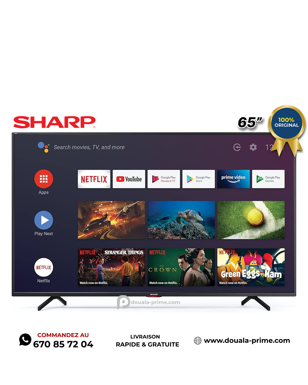 SMART TV SHARP 65 POUCES ANDROID & WIFI GOOGLE TV