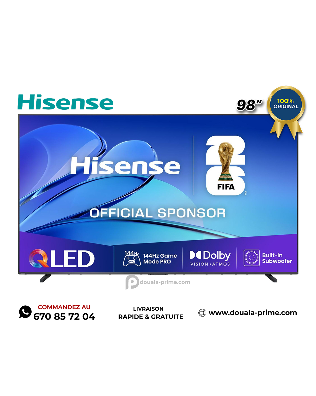 SMART TV HISENSE  98 POUCES QLED ANDROID & WIFI