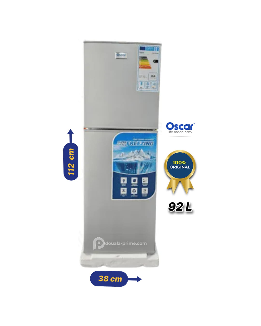 REFRIGERATEUR DOUBLE BATTANT OSCAR  OSC-R130S 92L
