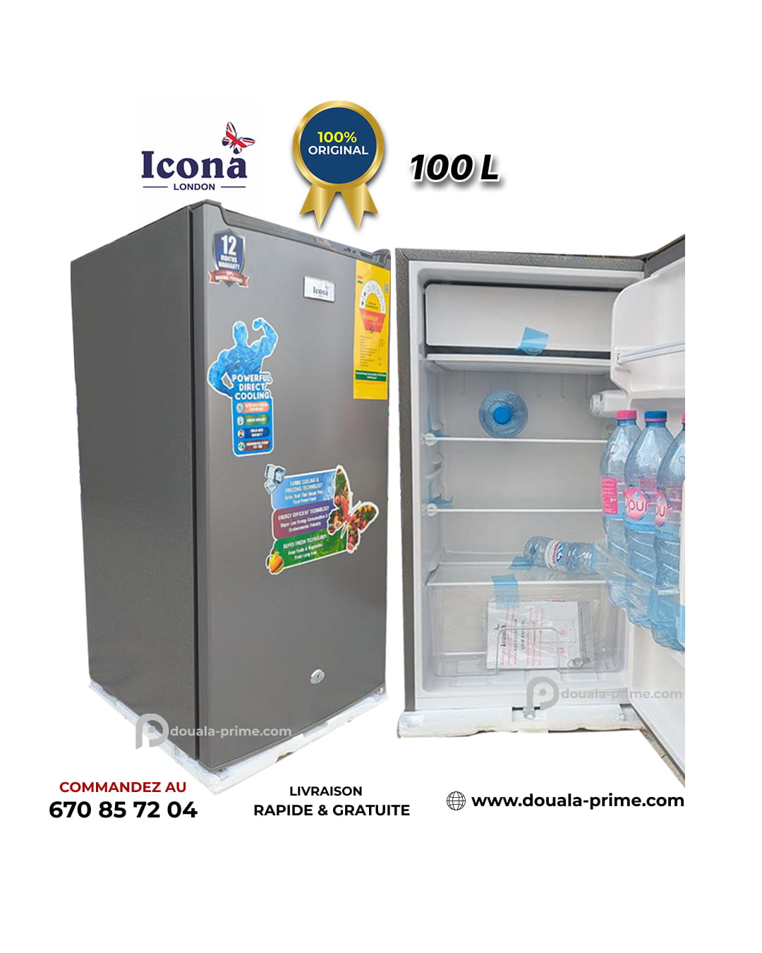 MINI-REFRIGERATEUR ICONA  ILRF-100-LS  100L