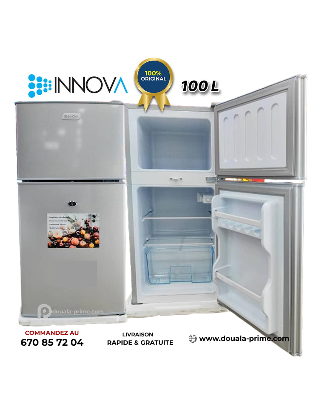 REFRIGERATEUR DOUBLE BATTANT INNOVA  IN-130  100L