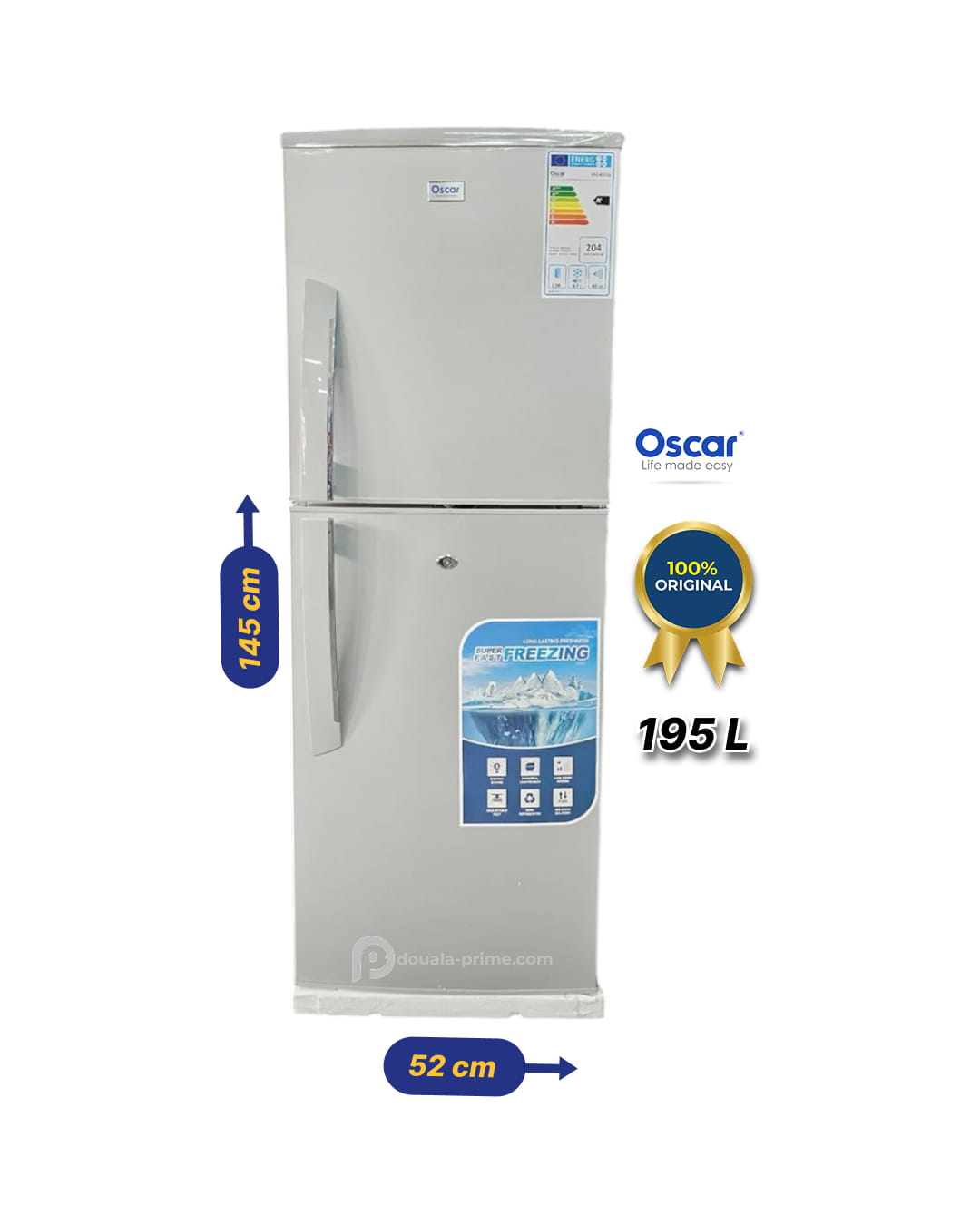 REFRIGERATEUR DOUBLE BATTANT OSCAR  OSC-R215S 195L