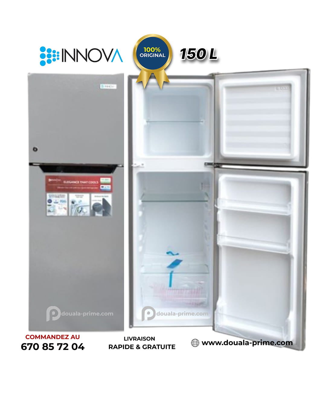 REFRIGERATEUR DOUBLE BATTANT INNOVA  IN-175  150L