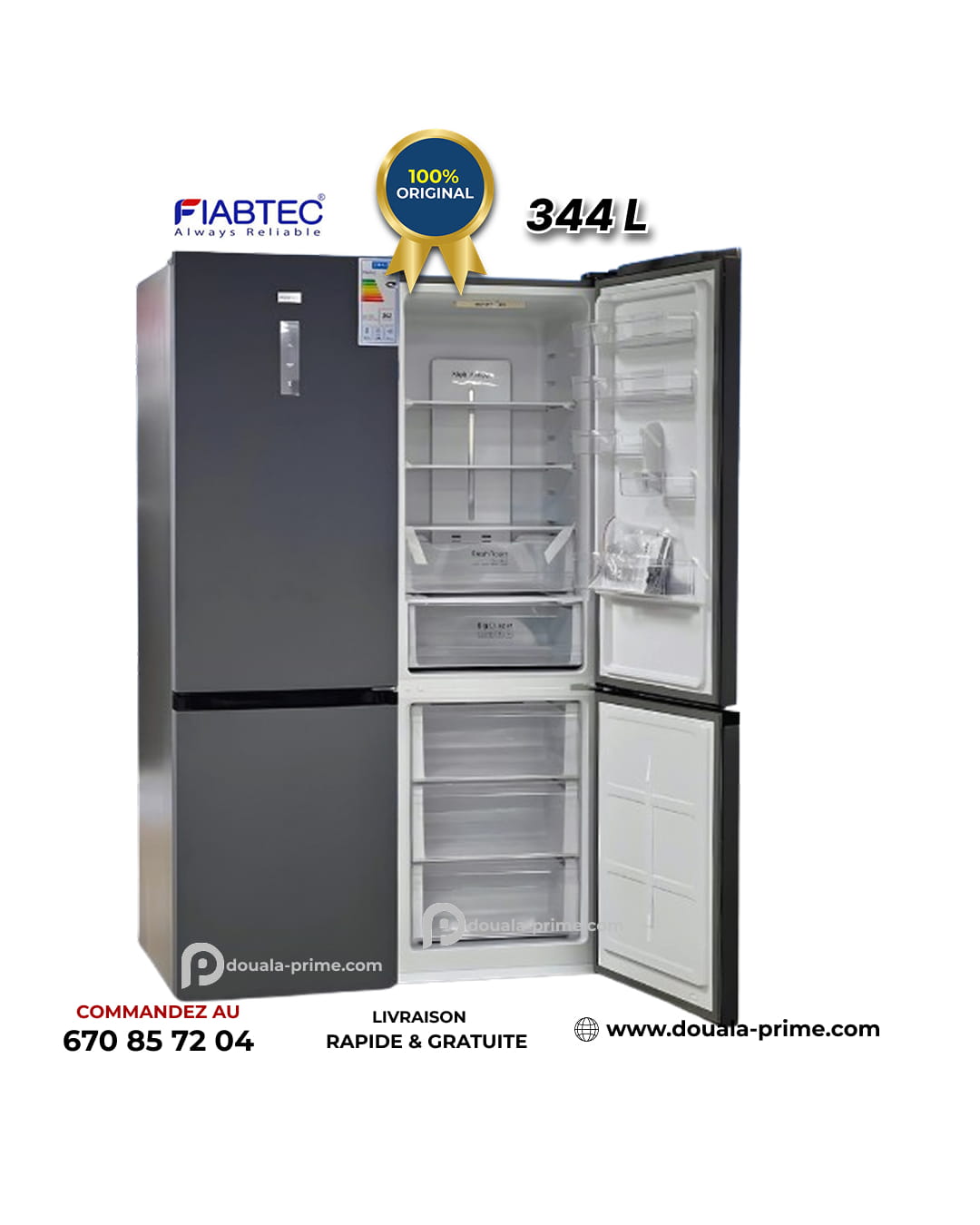 REFRIGERATEUR COMBINE FIABTEC  FTTMS-589DF 344L