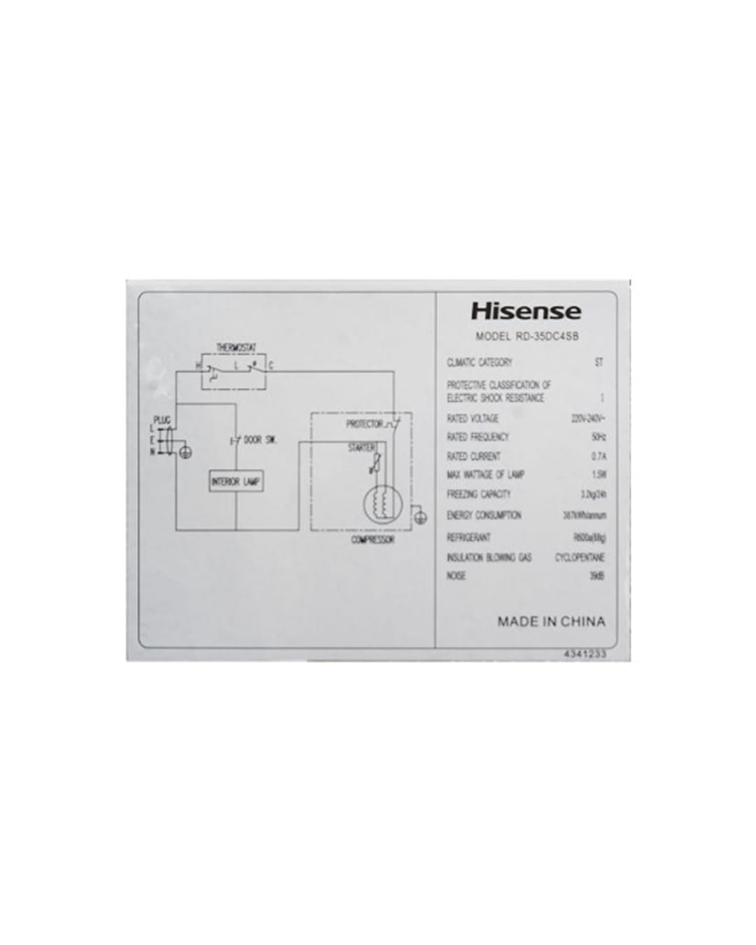 Réfrigérateur Hisense - 262 Litres - Avec distributeur d'eau - RD-35DC4SB