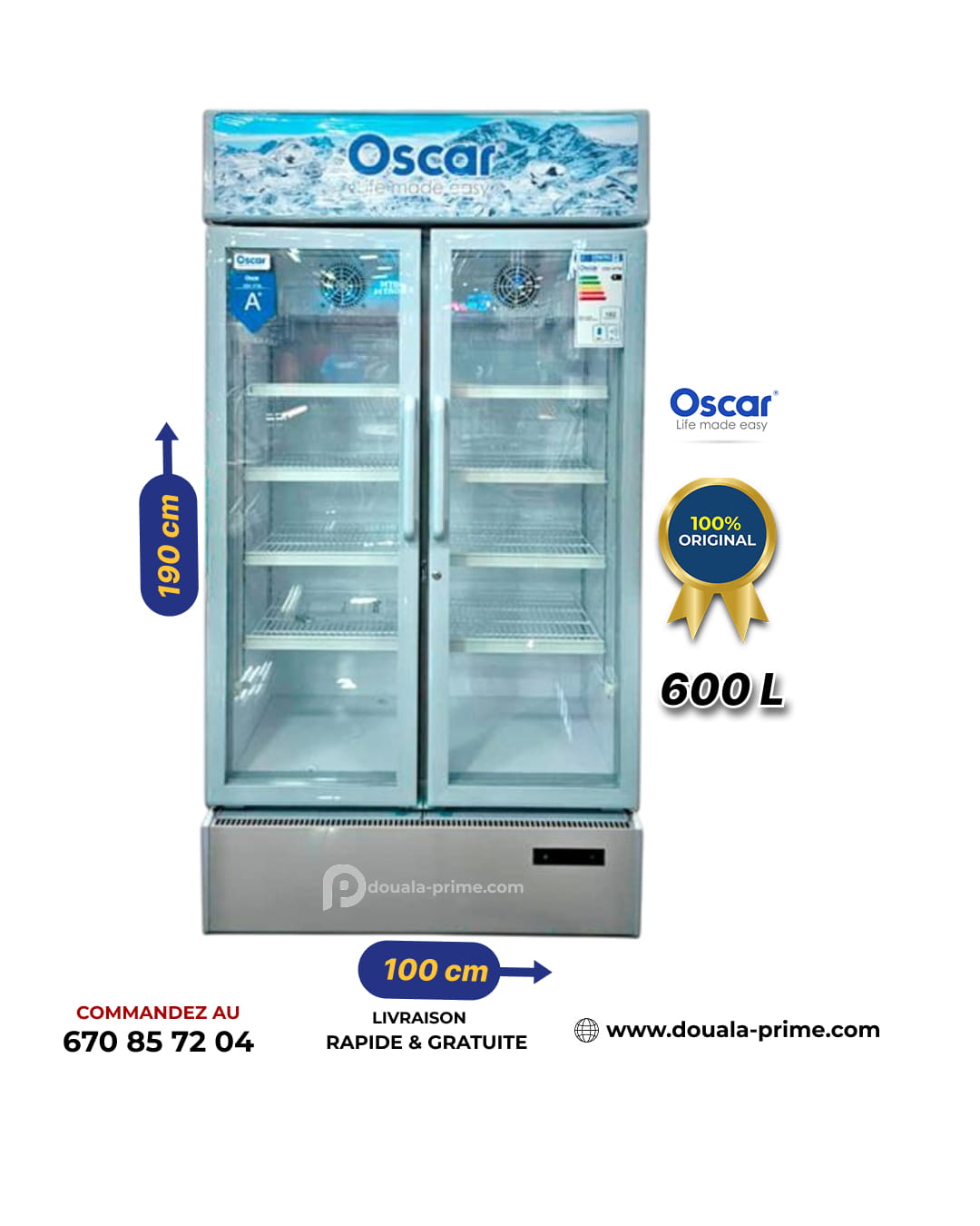 REFRIGERATEUR VITRINE OSCAR  OSC-V750 600L