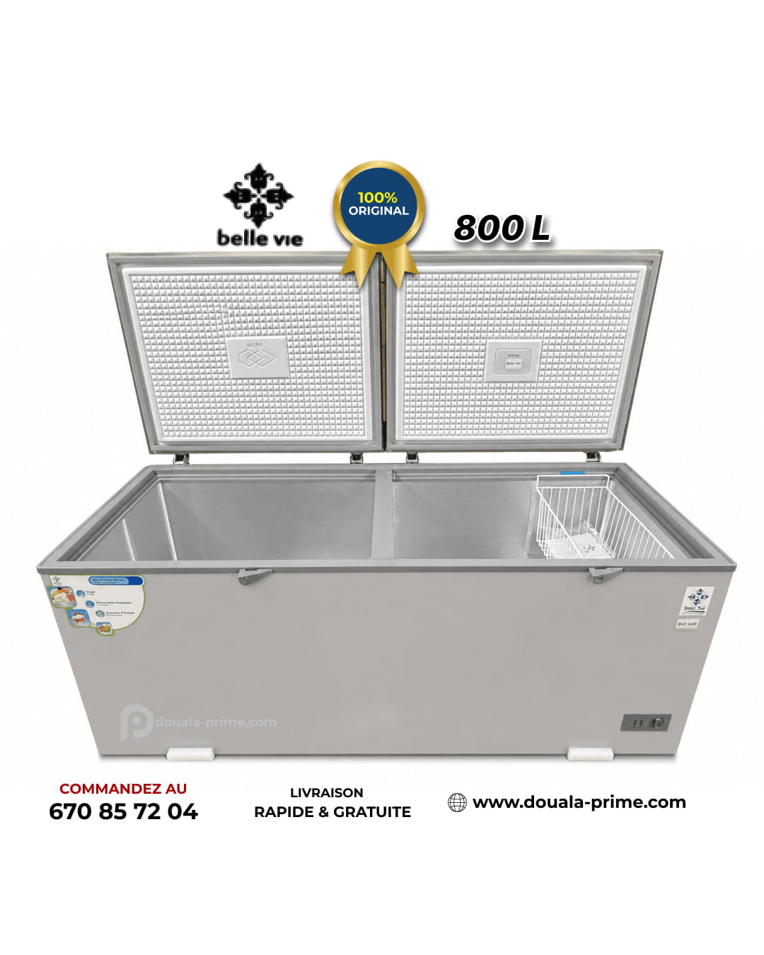 Congelateur Coffre Belle Vie - BVC-849 - 800L - Gris