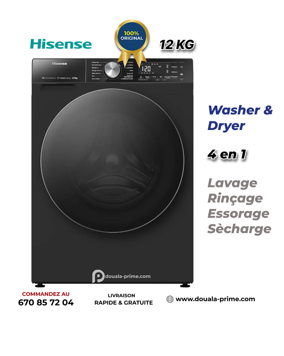MACHINE A LAVER AUTOMATIQUE FRONT LOAD - CONNECT LIFE - 12KG SECHAGE 8KG - WD5S1245BB