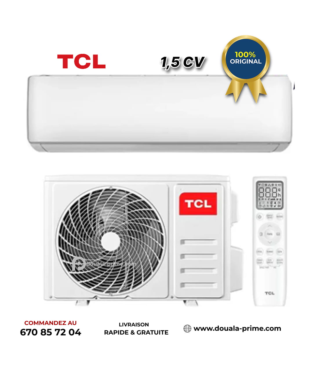 Climatiseur Split TCL Inverter 1.5 CV – 12000 BTU – R410 – Blanc