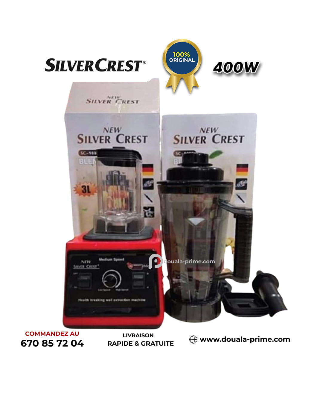 ROBOT MIXEUR SILVER CREST SC-9855 3L 400W 2 BOLS INCASSABLES