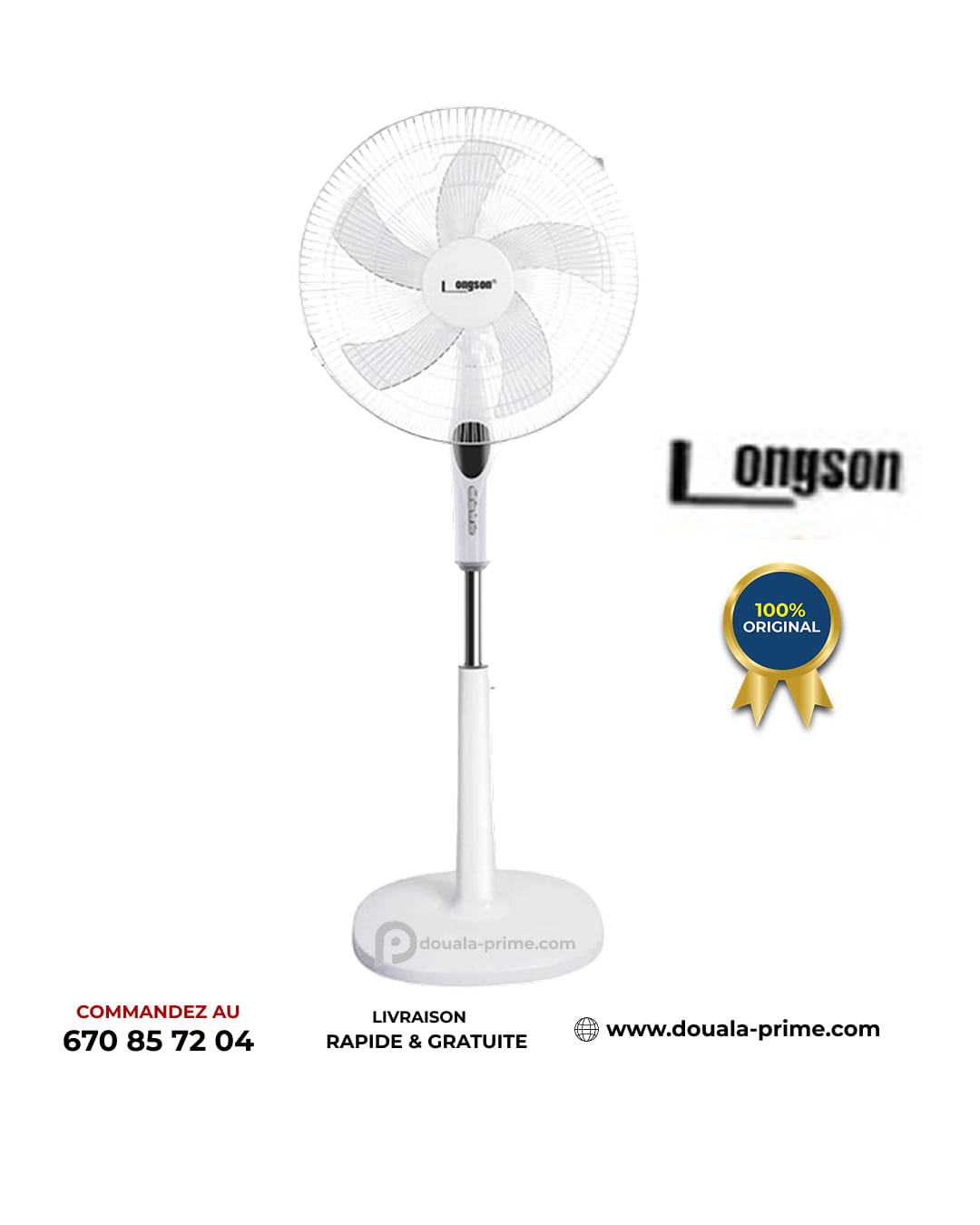 VENTILATEUR SUR PIED LONGSON BLANC