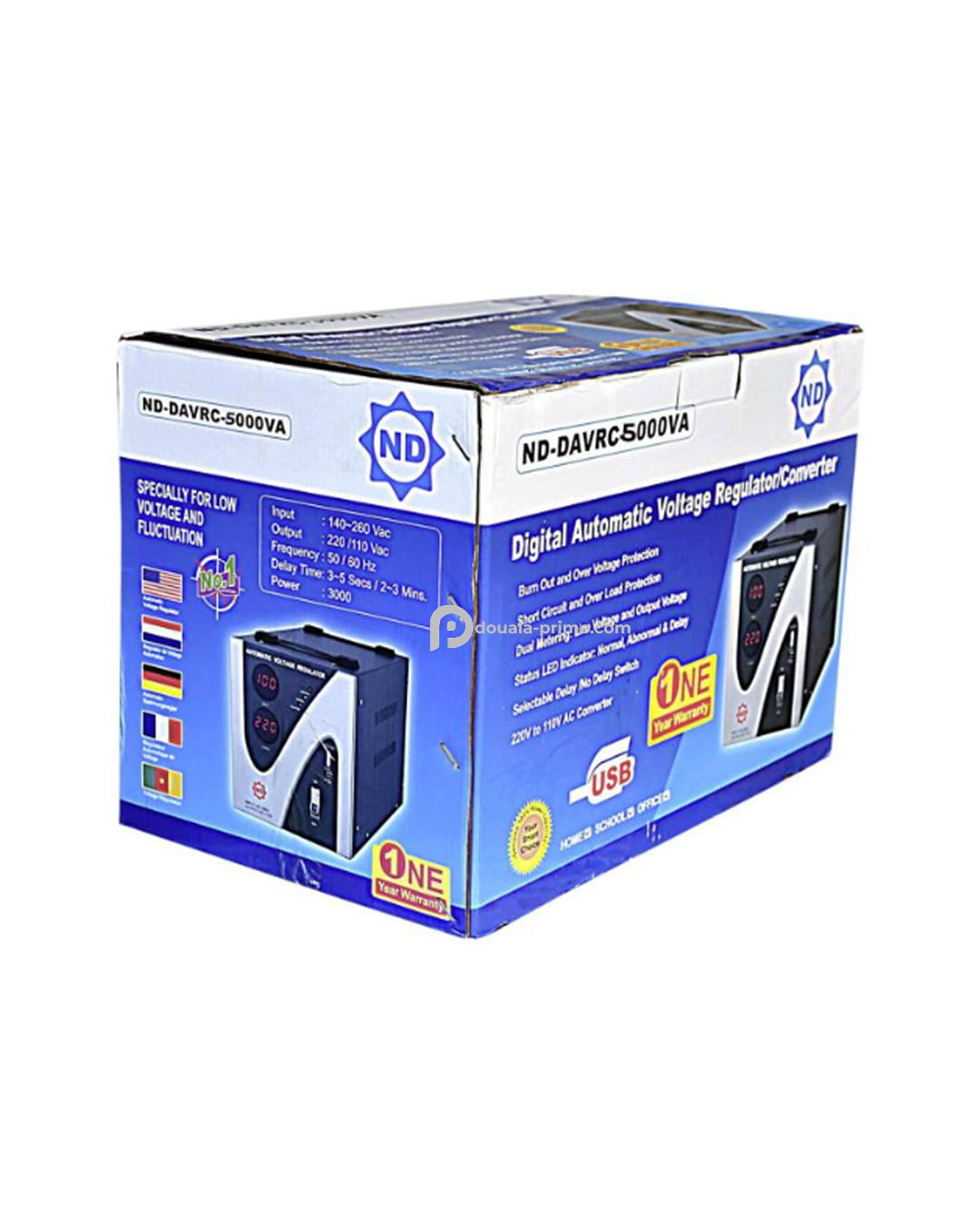 Régulateur de tension numérique - N.D.E 9 ND-DAVRC - 220/110V - 3000W - Noir