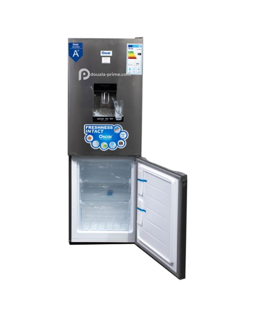 Réfrigérateur combiné OSCAR OSC-M280D – 230 Litres – Avec  Distributeur d'Eau – Réfrigérateur 155L – Congélateur 75L –  Classe A+ – 262 kWh/an – 39 dB – Inox