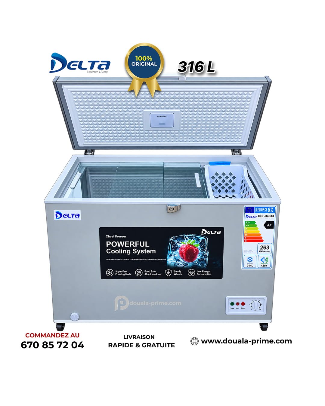 CONGELATEUR COFFRE DELTA DCF-340XX 316L GRIS