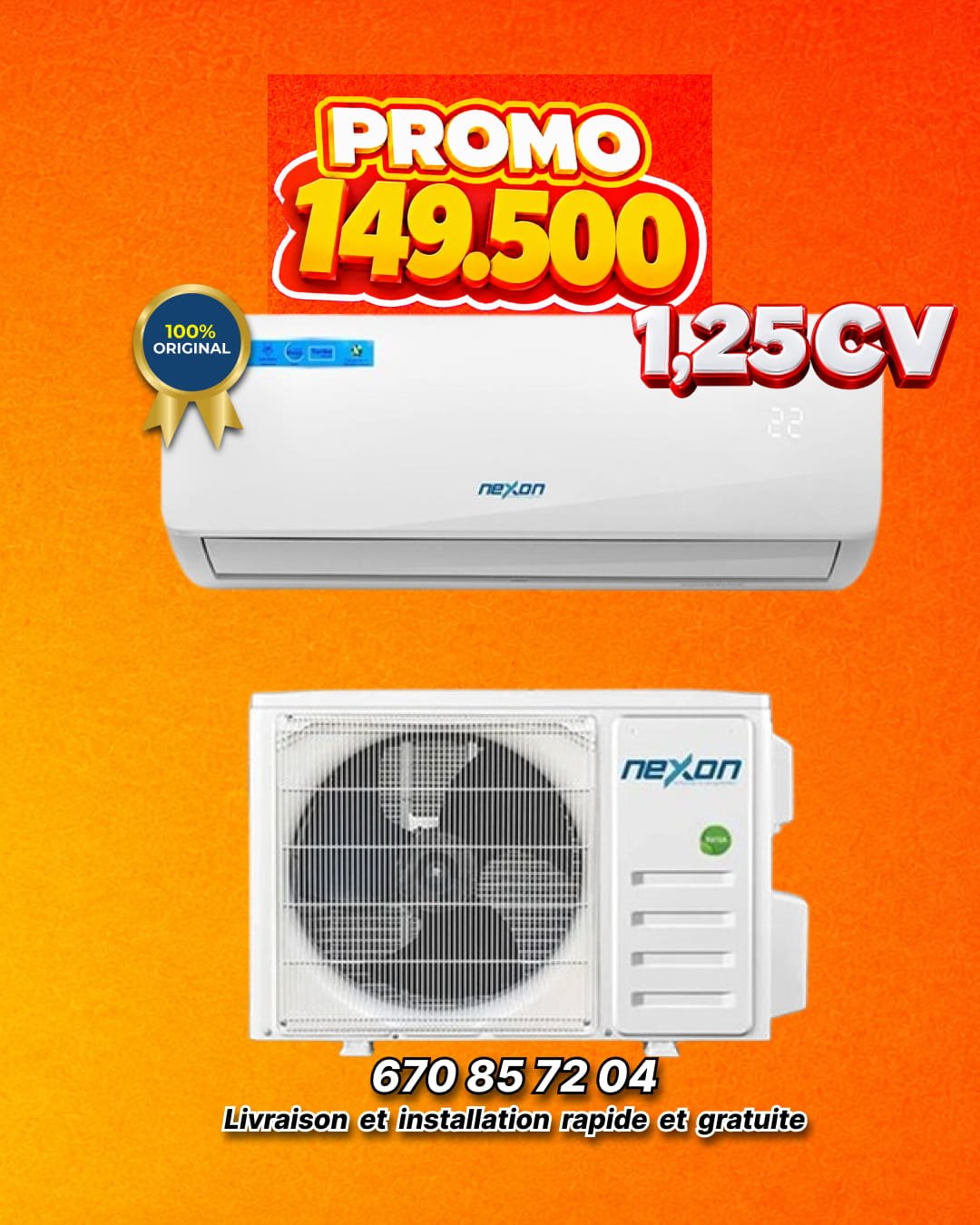 Climatiseur Split Nexon - 1.25 CV - 9000 Btu